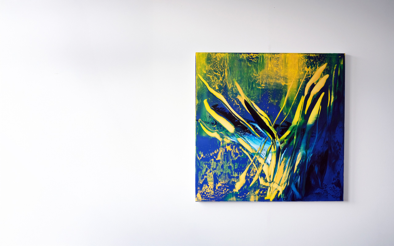 Stephan Schön — Abstraktes Bild 18, 2020, Öl auf Leinwand, 120 × 120 cm