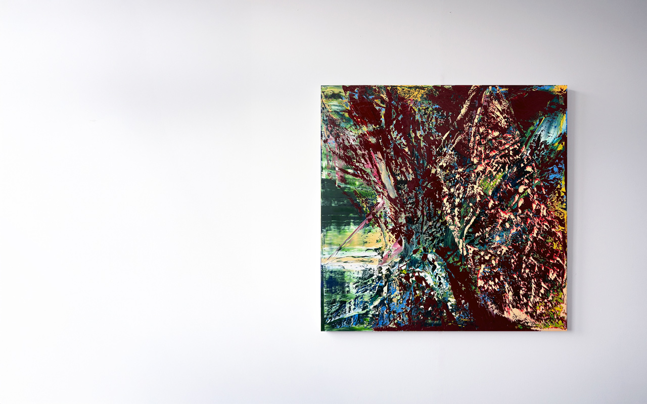 Stephan Schön — Abstraktes Bild 28, 2022, Öl auf Leinwand, 120 × 120 cm