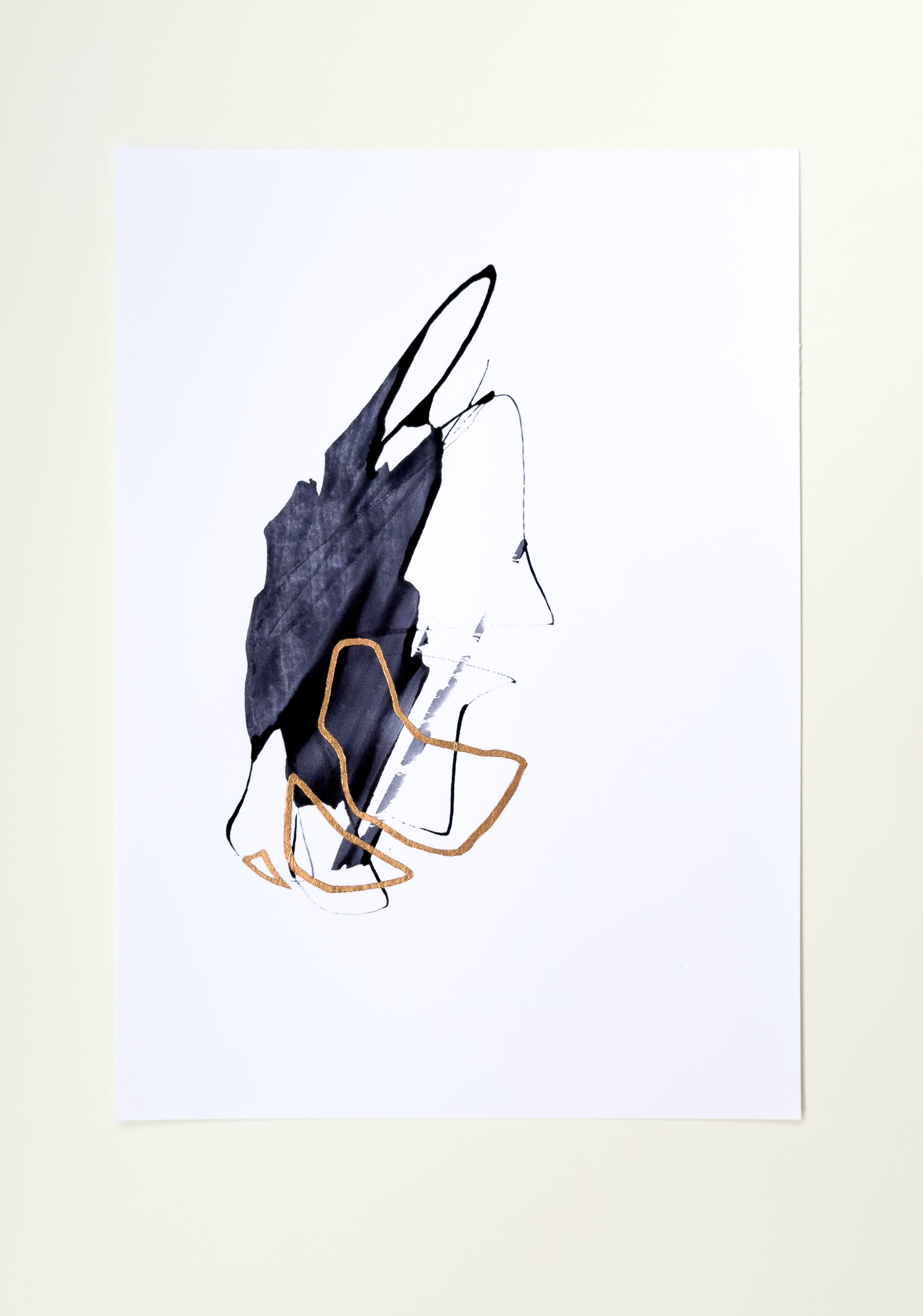 Stephan Schön — Sequenz I.10, 2023, Schellacktinte und Blattkupfer auf Papier, 42 × 29,7 cm