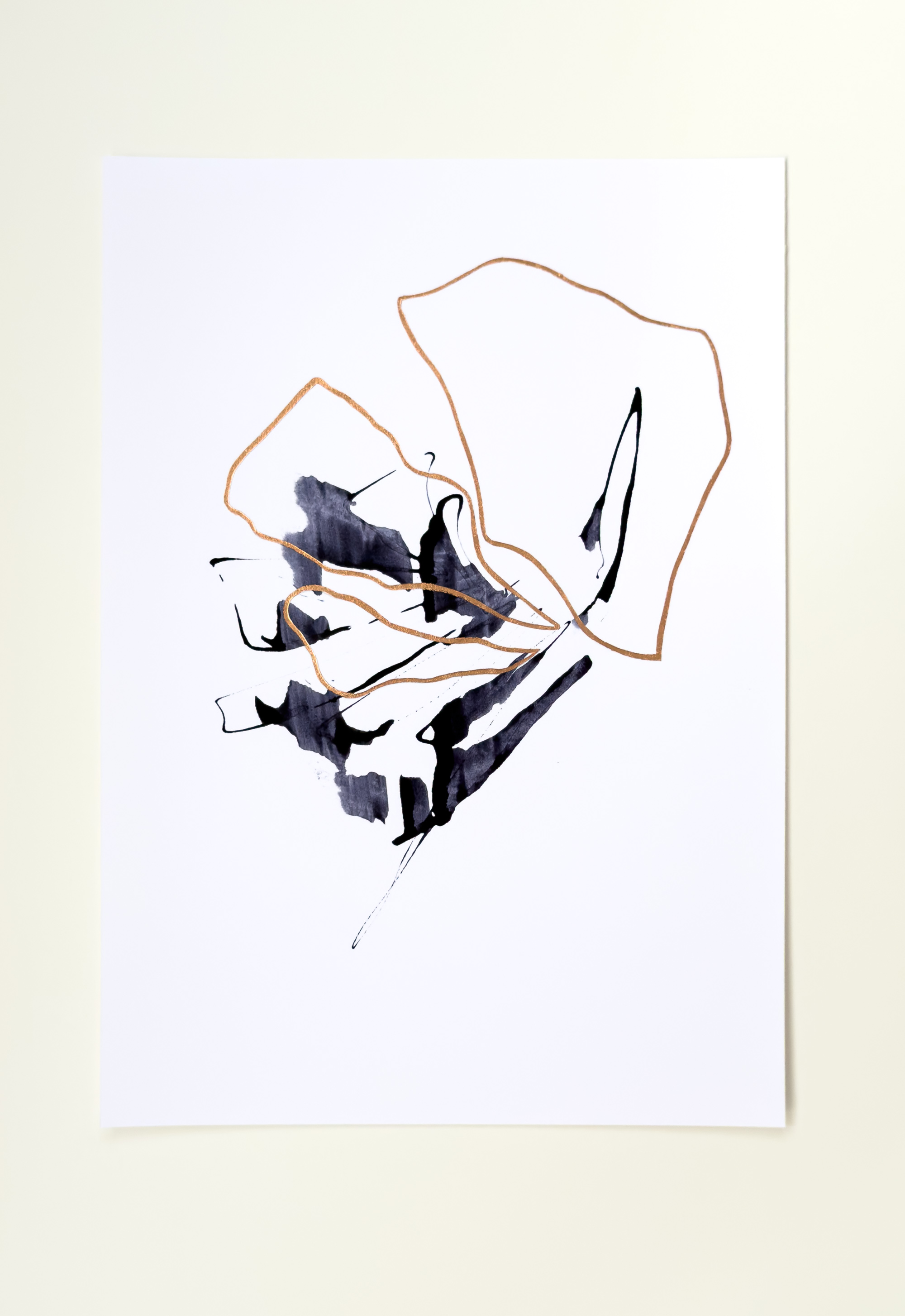 Stephan Schön — Sequenz I.11, 2023, Schellacktinte und Blattkupfer auf Papier, 42 × 29,7 cm
