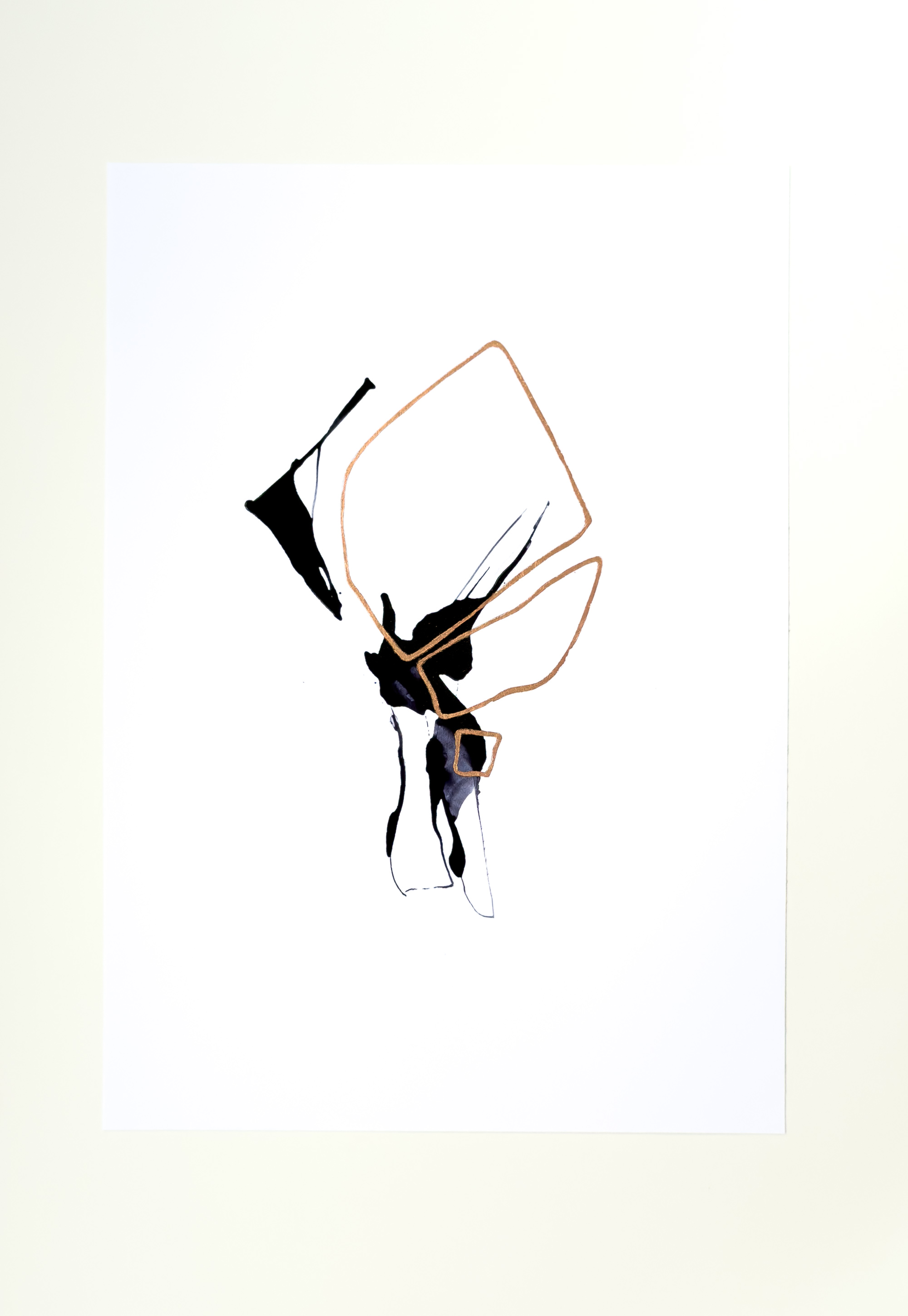 Stephan Schön — Sequenz I.12, 2023, Schellacktinte und Blattkupfer auf Papier, 42 × 29,7 cm