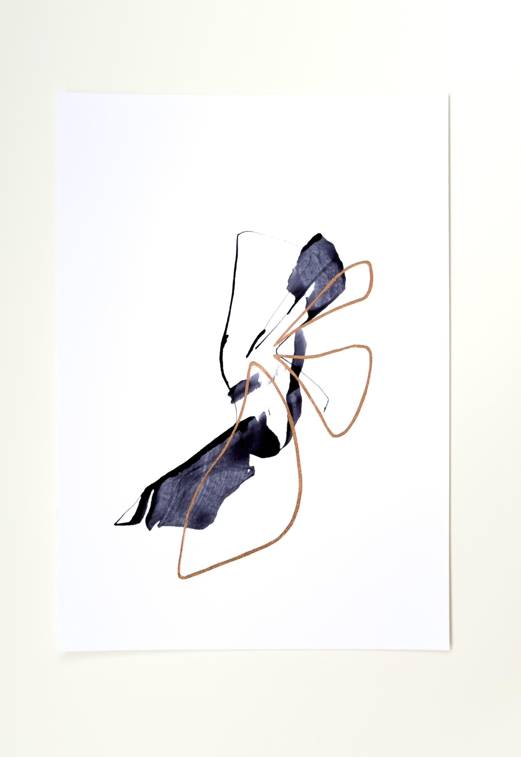 Stephan Schön — Sequenz I.13, 2023, Schellacktinte und Blattkupfer auf Papier, 42 × 29,7 cm