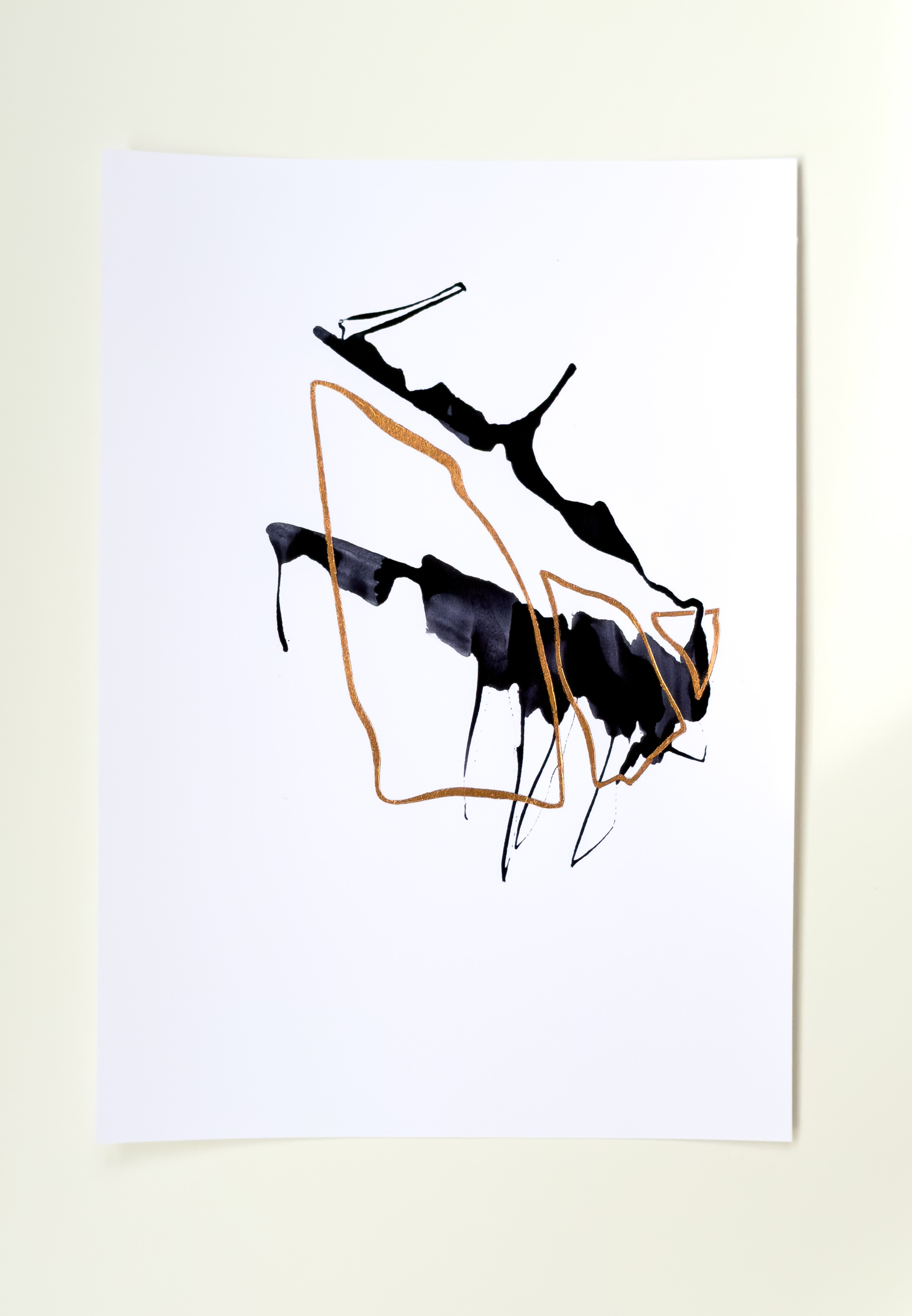 Stephan Schön — Sequenz I.16, 2023, Schellacktinte und Blattkupfer auf Papier, 42 × 29,7 cm