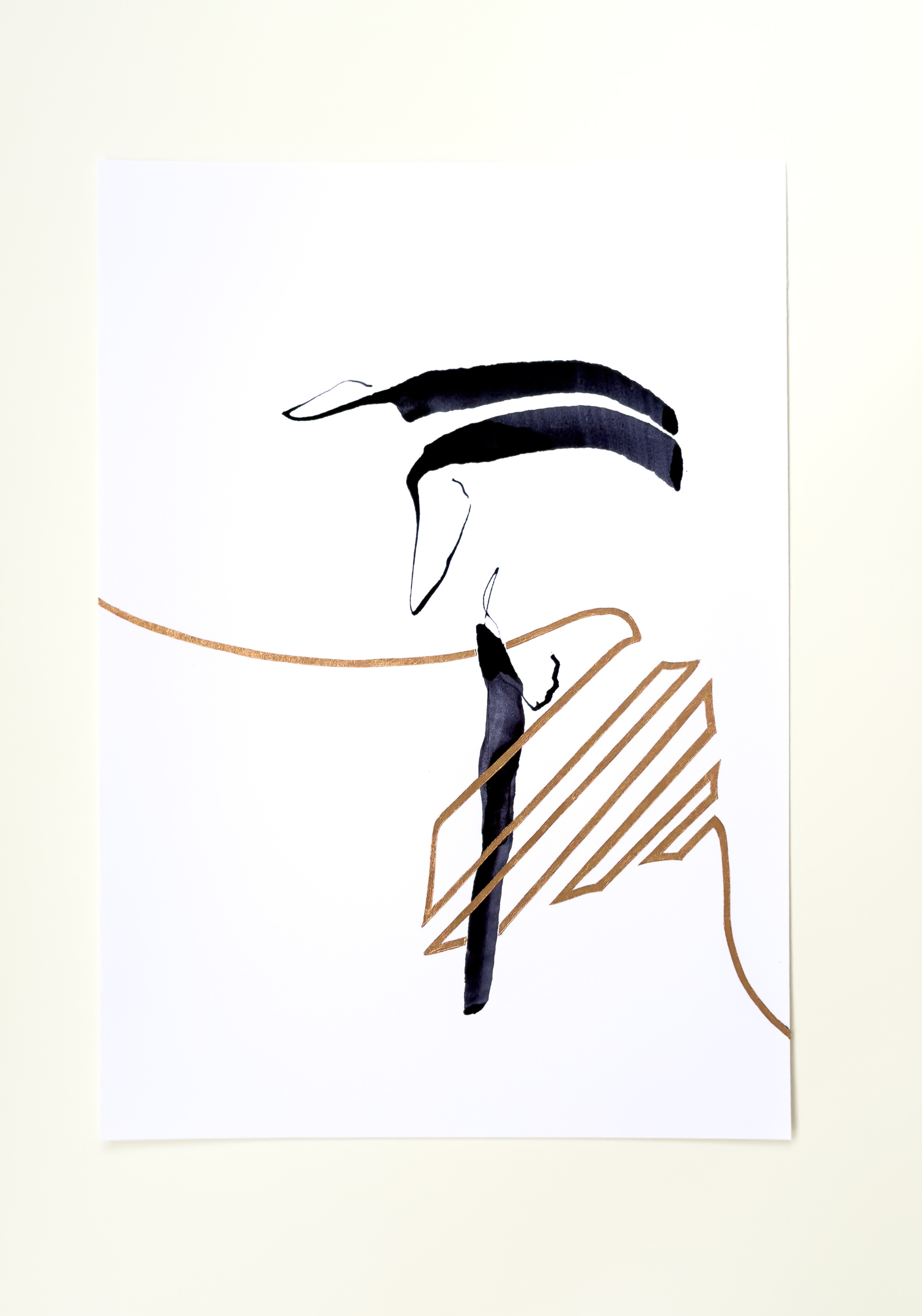 Stephan Schön — Sequenz I.2, 2023, Schellacktinte und Blattkupfer auf Papier, 42 × 29,7 cm
