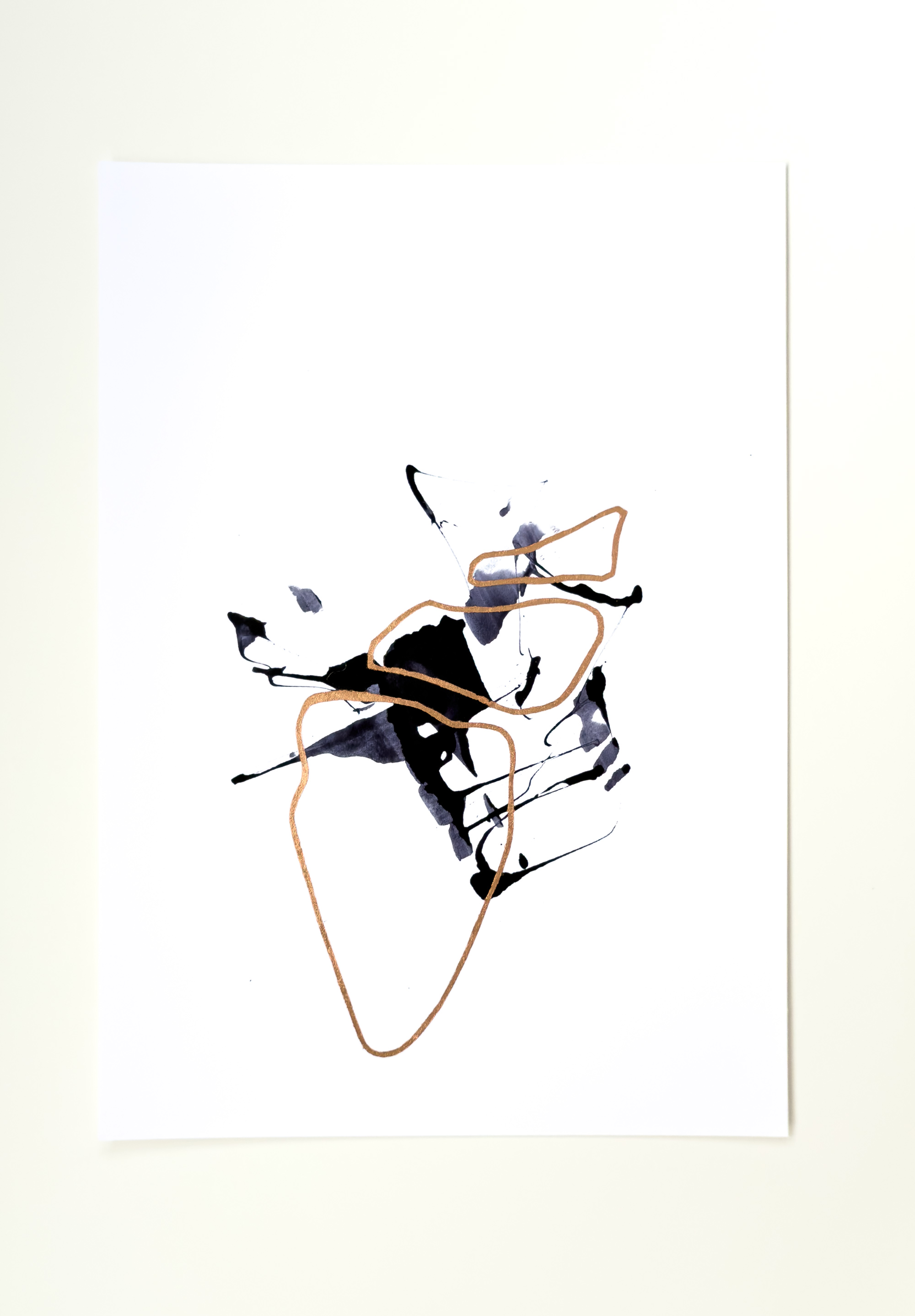 Stephan Schön — Sequenz I.4, 2023, Schellacktinte und Blattkupfer auf Papier, 42 × 29,7 cm