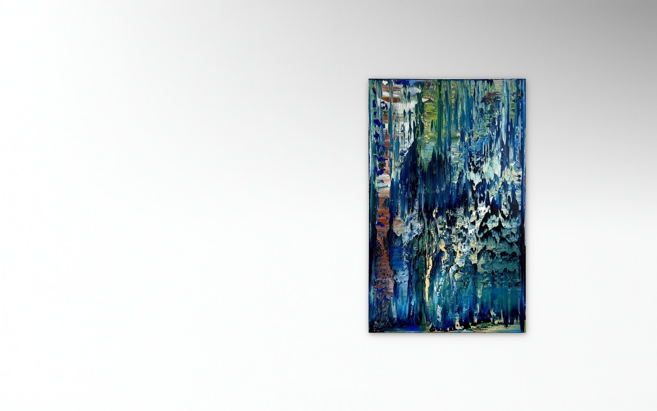 Stephan Schön — Abstraktes Bild 49-3, 2026, Öl auf Leinwand, 68 × 42 cm